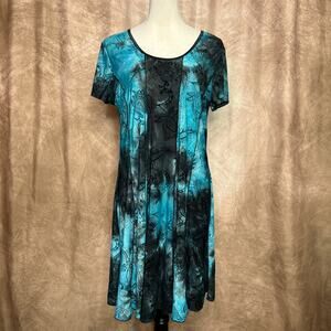 Sami Jo Paneled Paisley Velour Flocked Tie Dye Midi Dress Medieval Fairy Grunge